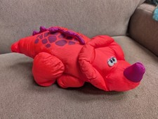 1992 Fisher Price Puffalump 15" Orange Dinosaur Triceratops Squeak Toy Plush