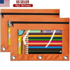 Multipurpose Zipper Pencil Pouch Clear Storage 3 Ring Binder Office Supplies New