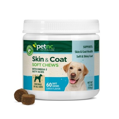 Petnc Dog Skin and Coat Supplement (60 Chewables), With Omega 3, 60, No Color 