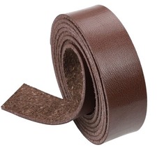 Wide Flat Leather Strap: 1 Inch Dark Brown Leather Strip for Crafts