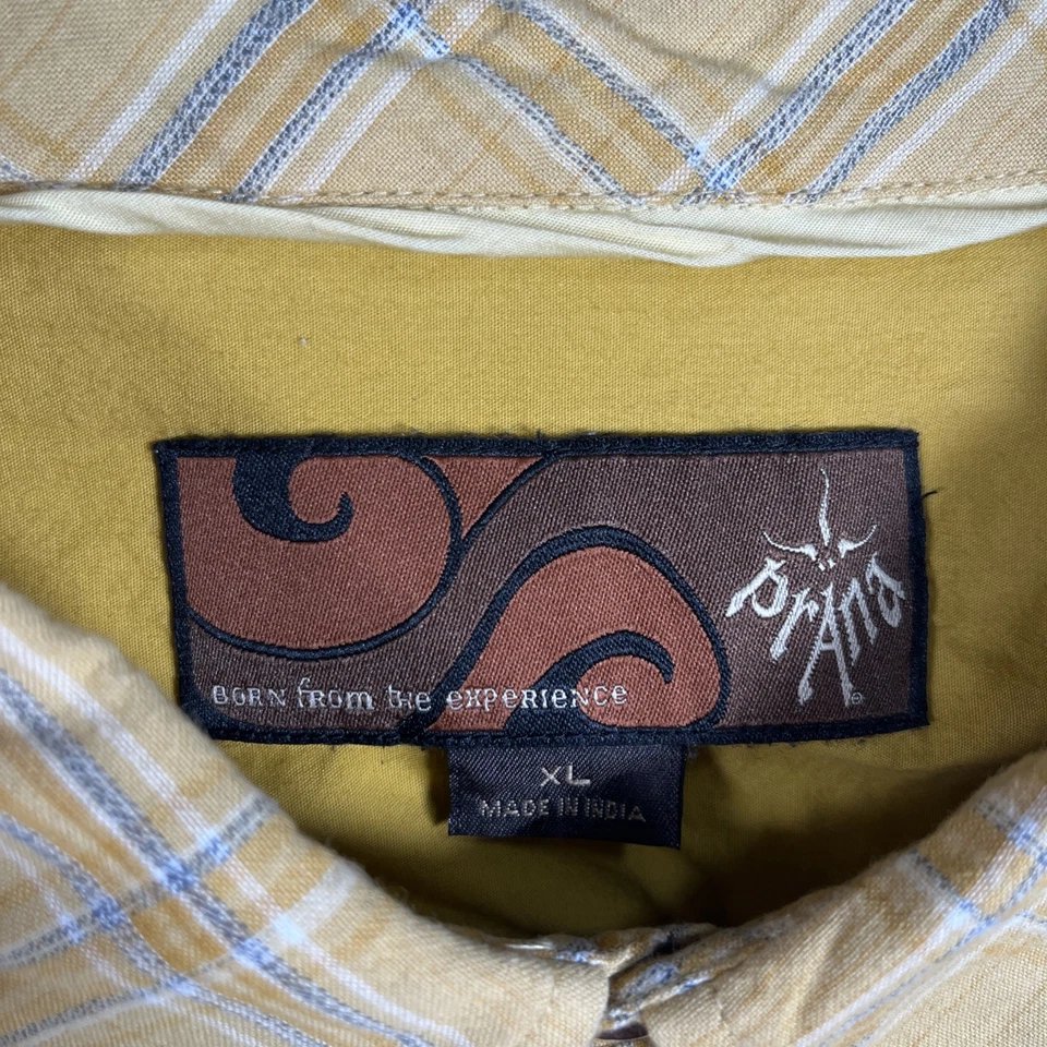 Camisa Prana Para Hombres XL Cuadros Manga Corta Algodón Orgánico Bolsillo Abotonado Foto 3 de 4