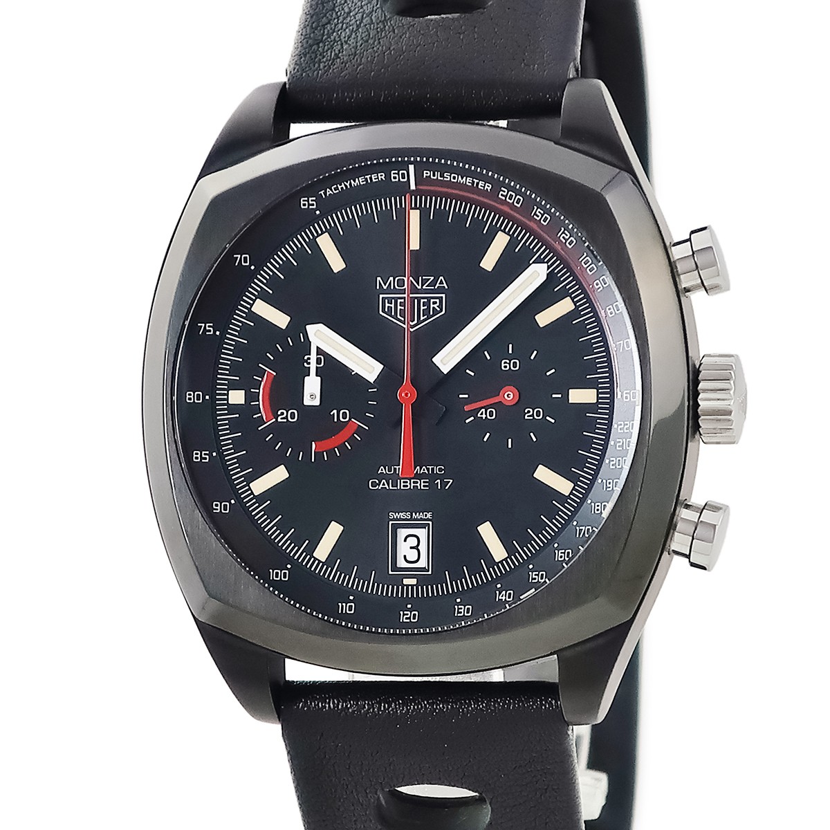 Tag Heuer Monza Cal 17 Chrono Black PVD Auto Watch CR2080 FC6375