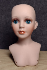 Vtg Porcelain Head Chest Teal Blue Eyes Long Lashes from 15" Doll for Parts