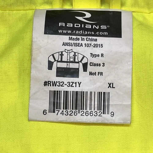 Radians Jacket Mens XL Yellow Hi Vis Hooded Insulated Reflective RW32-3Z1Y image 9