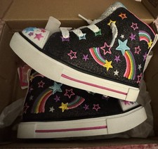 Skechers toddler Glitter High-Top Sneakers-Rainbow Star Embroidery lights up