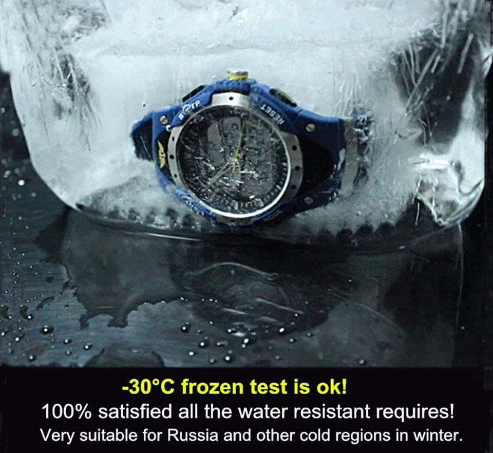 PASNEW 运动手表 防水 双时间 闹钟 秒表 银色 男式 — 第 3/4 张图片