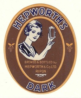VINTAGE HEPWORTH’S DARK BEER BOTTLE LABEL CROWN STEAM BREWERY RIPON YORKSHIRE