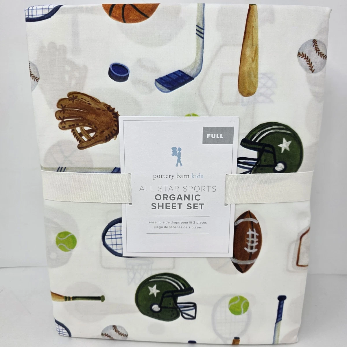 Ensemble De Literie Pottery Barn Kids – Full/Queen, Thème Junior Varsity Sports, 3 Pièces