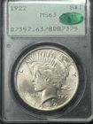 1922 P Peace Silver Dollar PCGS MS62 CAC Approved OGH Rattler Old Green Holder
