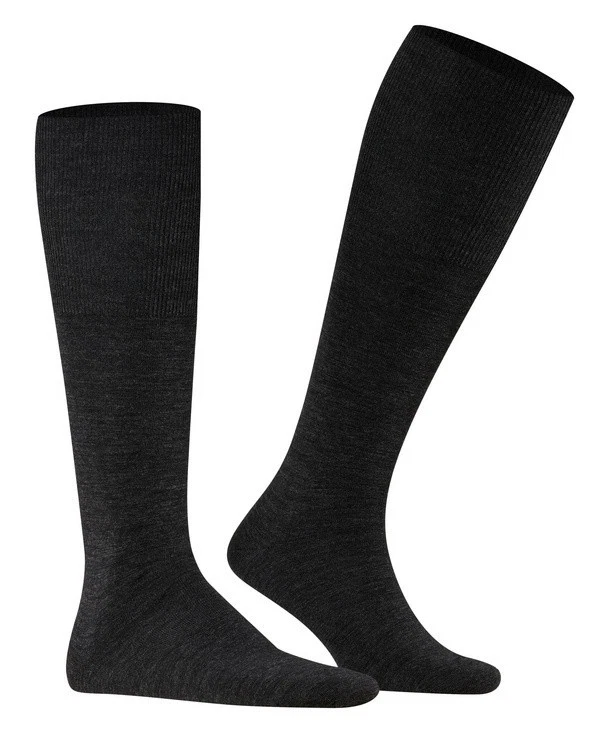 Falke Airport Men's Knee-High Wool-Blend Socks Anthracite Melange Sz 43-44