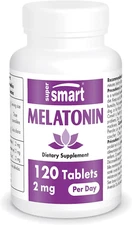 Supersmart Melatonin 2Mg (99% Purity), Natural Sleep Aid, Non-Gmo 120 Tablets