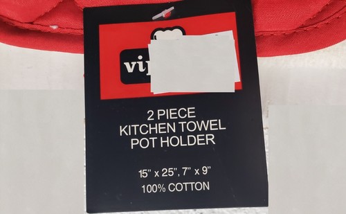 2pc Set: 1 Jumbo Pot Holder (7"x9") & 1 Kitchen Towel, APPLES & FLOWERS, VIP - Picture 2 of 9