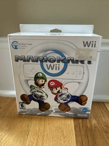 Wii - Mario Kart Wii Steering Wheel Bundle Nintendo Wii BOX ONLY #2844 CIB