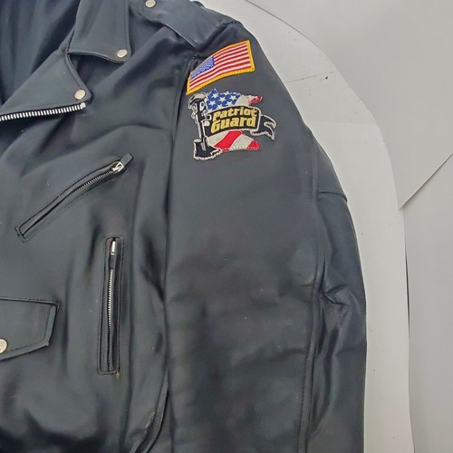Vtg Interstate Leather Biker Motorcycle Moto Jacket Heavy Mens Size 2XL XXL - Picture 5 of 11