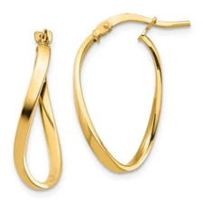 14k Yellow Gold Polished 2mm Wavy Hoop Earrings 1g Gift for Mother