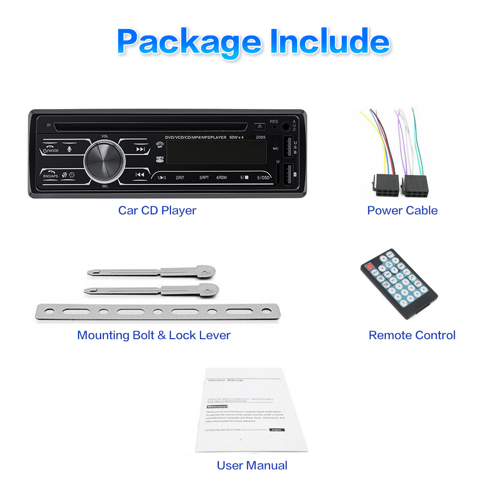 Single Din Car Stereo MP3 Player CD DVD Radio Audio Indash Bluetooth