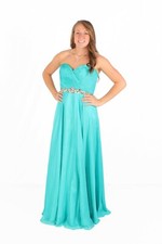 New Alyce Paris 35576 B'Dazzle Pool Aqua Chiffon Sweetheart Prom Dress Size 6
