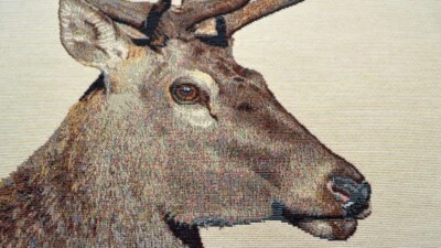 MARKENLOS Panel Hirsch Hirschstoff Gobelin Hirsch Stoff für Kissen Hirsche Schwarzwald