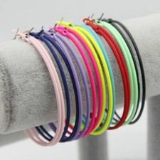 Big Round Hoop Earrings Women Large Circle Neon Pink Metal Painted Party Jewelry