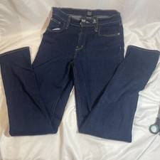 BDG Urban Outfitters Womens Girlfriend High-Rise Dark Wash Jeans Raw Hem Size 28