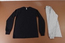 Gildan Ultra Cotton Mens Small Black Heather Gray Long Sleeve Crew Neck Tees New