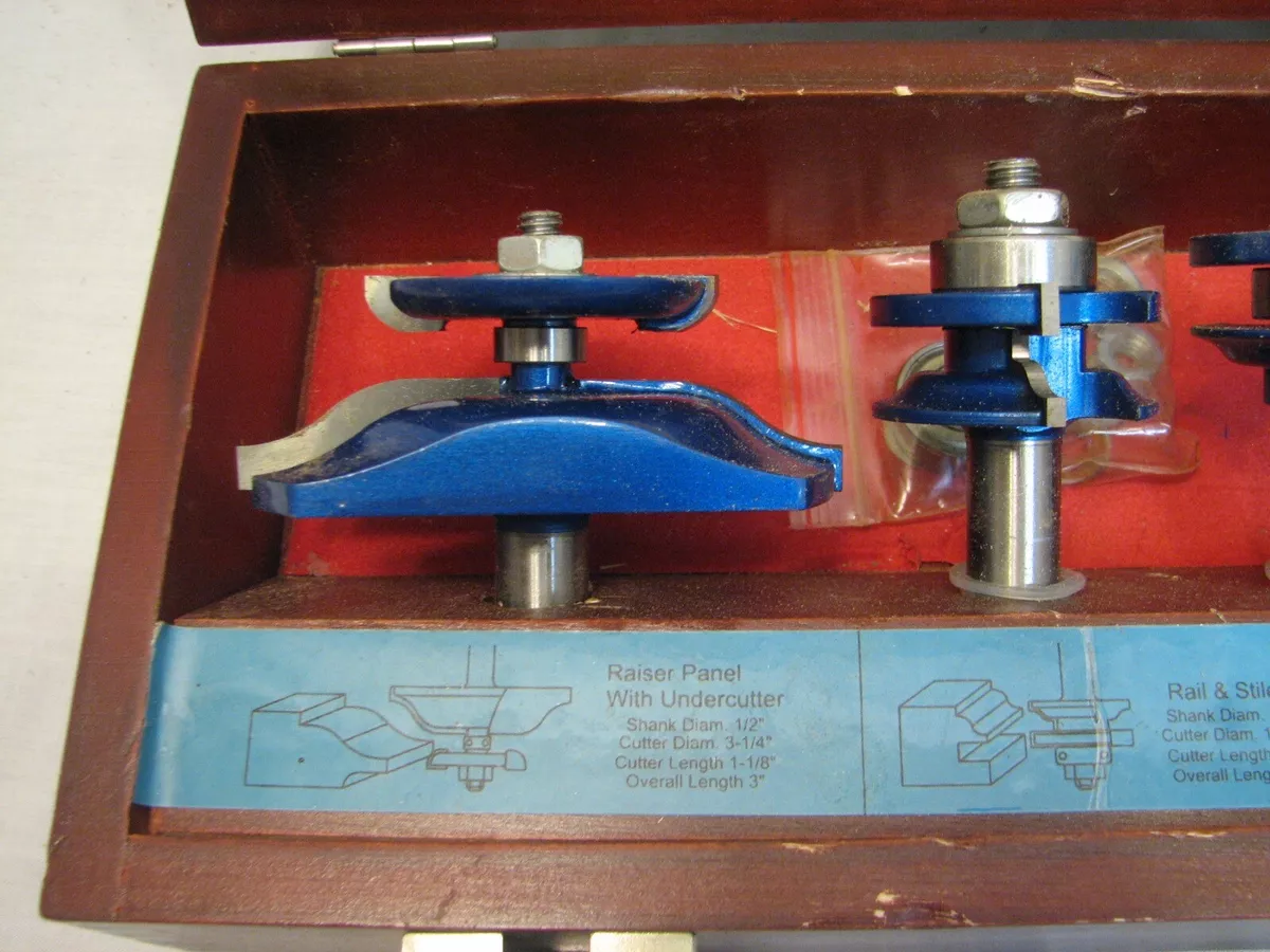 Woodline USA Raised Panel Cabinet Router Bit Set Carbide Tip Wood Tool