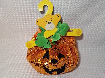 2011 Build A Bear Orange Sequin Pumpkin Jack O Lantern Halloween Costume New