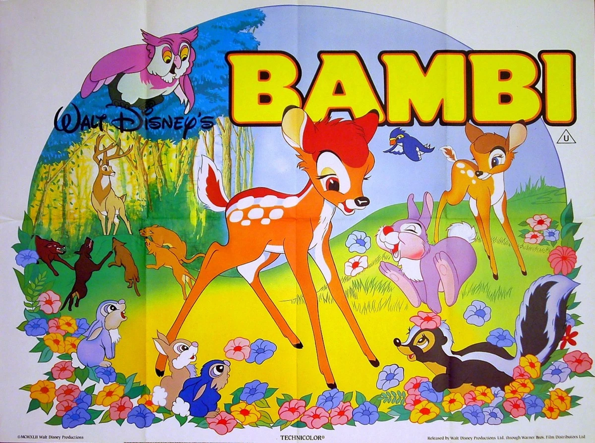 BAMBI 1942 Walt Disney David Hand Animation UK QUAD POSTER eBay