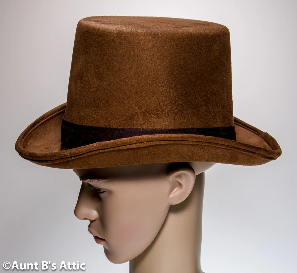 Топ шляпа средний коричневый искусственной замши викторианского стиля джентльмен костюм платье шляпа - Изображение 3 из 3