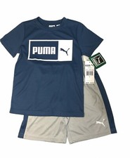 Puma High-Performance T-Shirt  Shorts Set - Short Sleeve, Dark Denim Boys size4