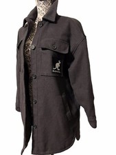 Kangol X H&m Oversized Shirt Jacket Quilt Lined Coat Size Xs Pockets Gray