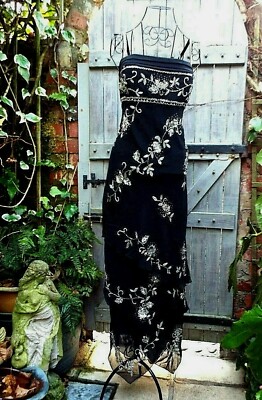 Vintage MISS NEW YORK Black Ankle Length Cocktail Dress w/Heavy Beadwork SZ  16 | eBay