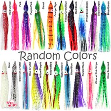 5" Fishing Squid Skirt Hoochies Octopus Trolling Soft Lure Crinkle Shape lot NEW