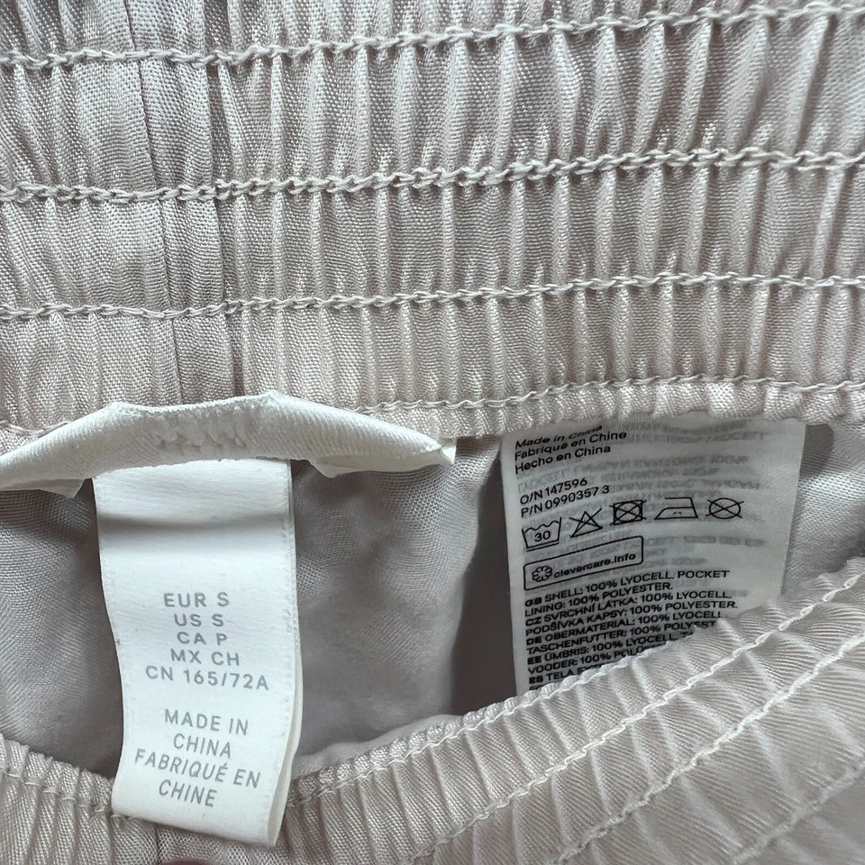 Pantalones Cortos H&M Mujer Pequeños Beige Culotte Lyocell Cintura Elástica Cómodos Pull On Foto 4 de 4
