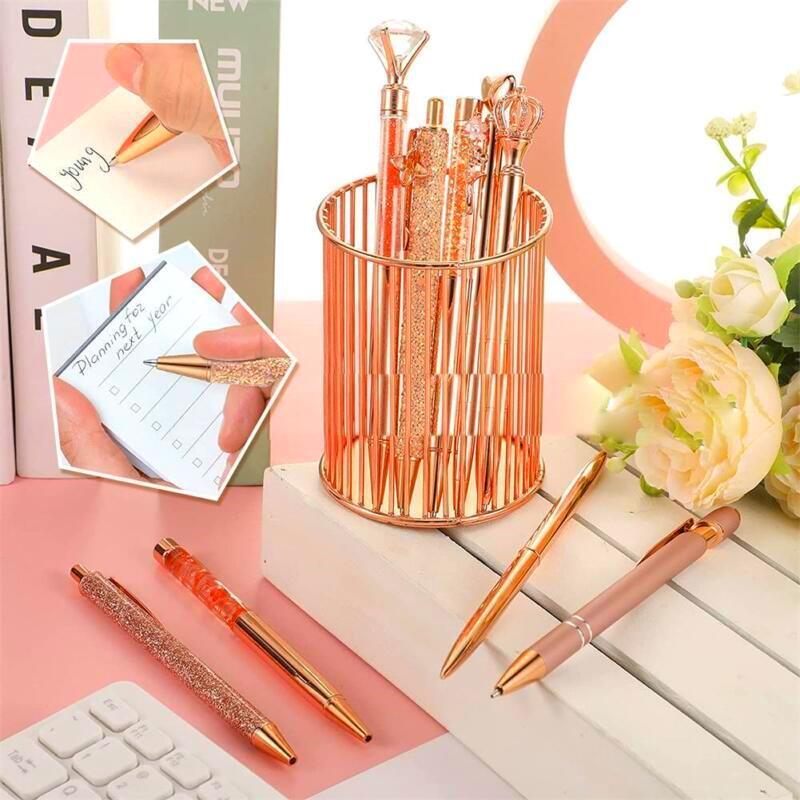 9Pack Rose Gold Pens with Crystal Accents Black Ink Elegant Set eBay