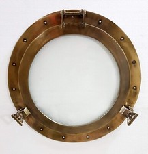 Finestra oblò barca canale 20" vintage finitura antica decorazione vetro mont...