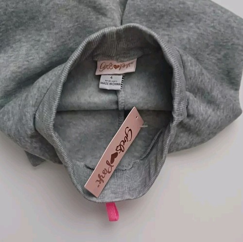 WITH TAGS Girl's Pink Grey Pressed On Glitter Heart Jogger Sweatpant Sz.4 - Picture 6 of 9