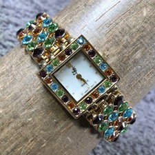 Unbranded Women Dress Rainbow Rhinestone Bracelet Square Quartz 22mm Watch 7"