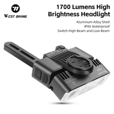 WEST BIKING 4 In 1 Bicycle Headlight 1700LM Light for Bike Computer GoPro Mount