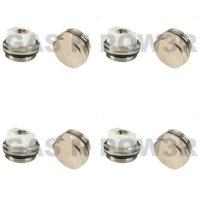 GAS N POW3R LTD x4 Air Bleeder & Blank Cap Set Manual Radiator AIR Vent Bleed Plug Valve Kit 1/2