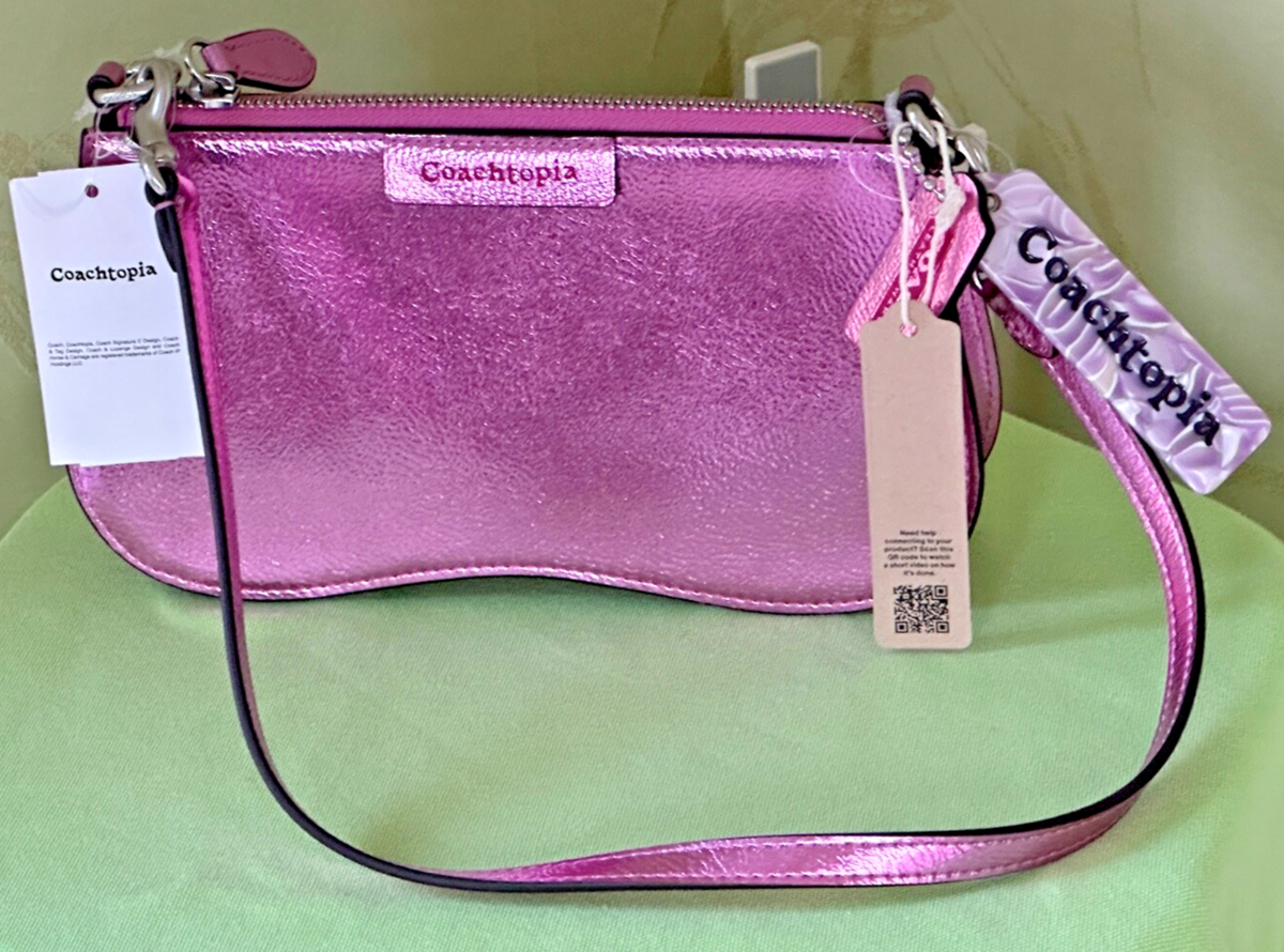 COACH COACHTOPIA WAVY BAGUETTE BAG:NWT PINK METALLIC CU873 | eBay