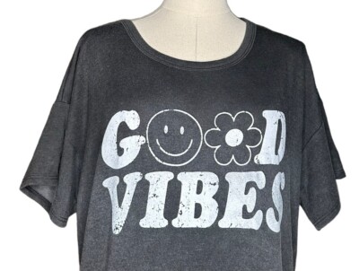 good vibes t shirt dress Rainbow Shops Womens Good Vibes Ruched T Shirt Dress, White, Size L