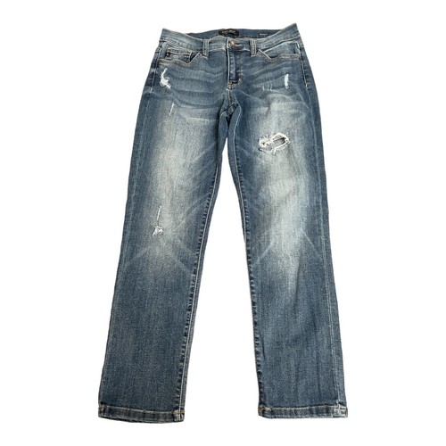 Judy Blue Boyfriend JB827MD Distressed Blue Denim Stretch Jeans Womens size 7/28