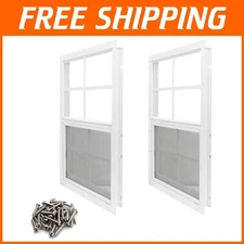 2 Pack 14" x 21" Flush Mount Shed Windows with Tempered Glass and Screens