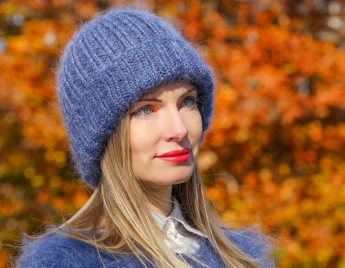 Fuzzy mohair hat thick beanie wool ski cap warm hand knitted skullcap SUPERTANYA - Picture 24 of 60