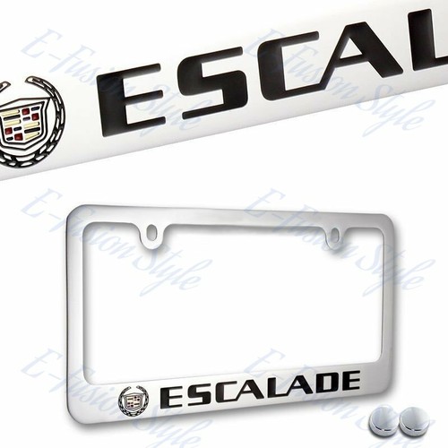 Cadillac ESCALADE Chrome Brass Metal License Plate Frame w/ Chrome Cap AUTHENTIC eBay
