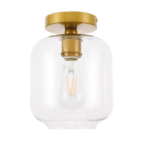 Living District Collier 1-Light Metal & Glass Flush Mount in Brass/Clear - Picture 4 of 10