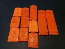 NERF 18 12 6 Max Round Dart Gun Long Ammo Clip Magazines Orange Lot 11 Total