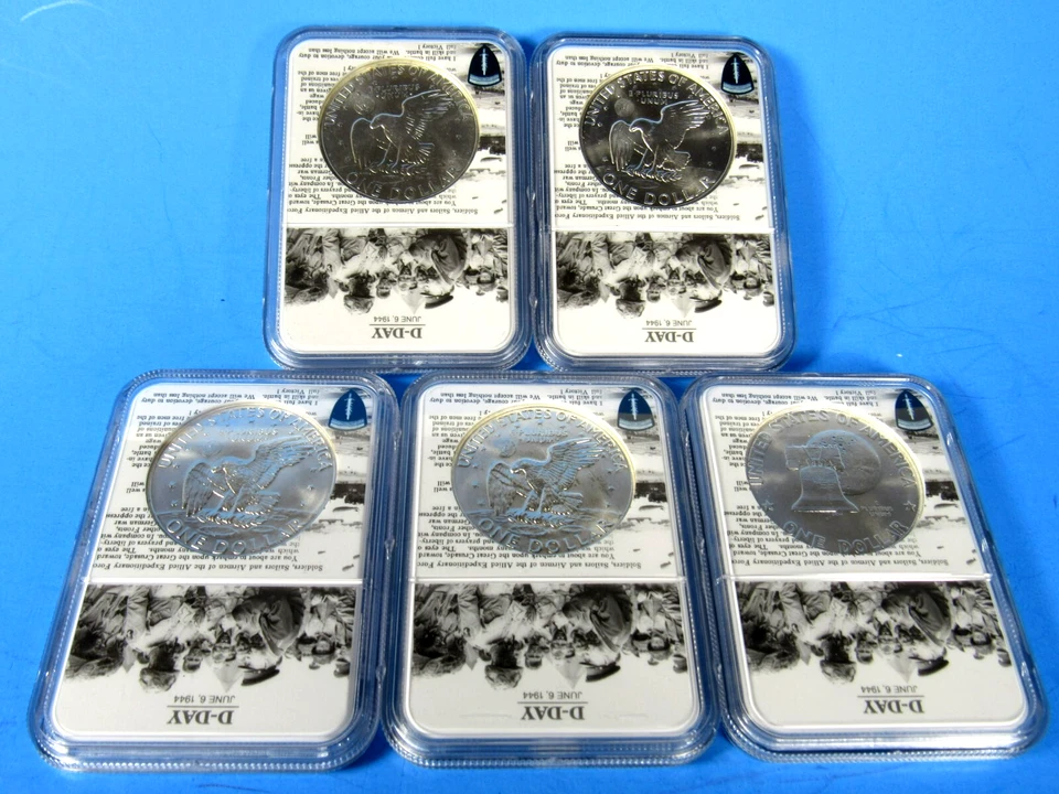 1971 - 1976 S 5-Coin Set, Silver Eisenhower Dollars NGC Ms 67 Tomaska Signature - Image 3 of 4