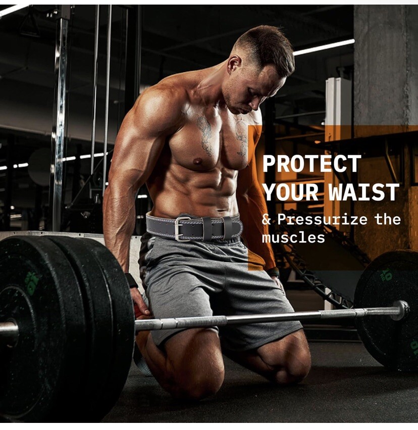 Weight Lifting Belt Heavy Duty Steel Genuine Leather- Size L